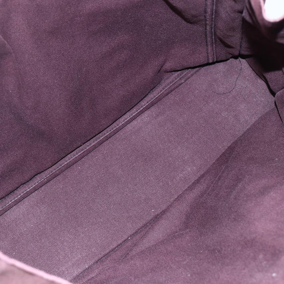 HERMES Fourre Tout MM Hand Bag Canvas Bordeaux Black Auth BA7546