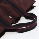 HERMES Fourre Tout MM Hand Bag Canvas Bordeaux Black Auth BA7546-7