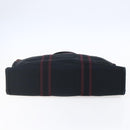 HERMES Fourre Tout MM Hand Bag Canvas Bordeaux Black Auth BA7546-9