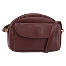 CARTIER Must Line Shoulder Bag Leather Bordeaux Gold Auth BA7547-1