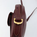CARTIER Must Line Shoulder Bag Leather Bordeaux Gold Auth BA7547-17