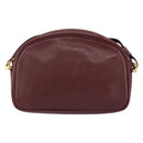 CARTIER Must Line Shoulder Bag Leather Bordeaux Gold Auth BA7547-2