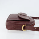 CARTIER Must Line Shoulder Bag Leather Bordeaux Gold Auth BA7547-3