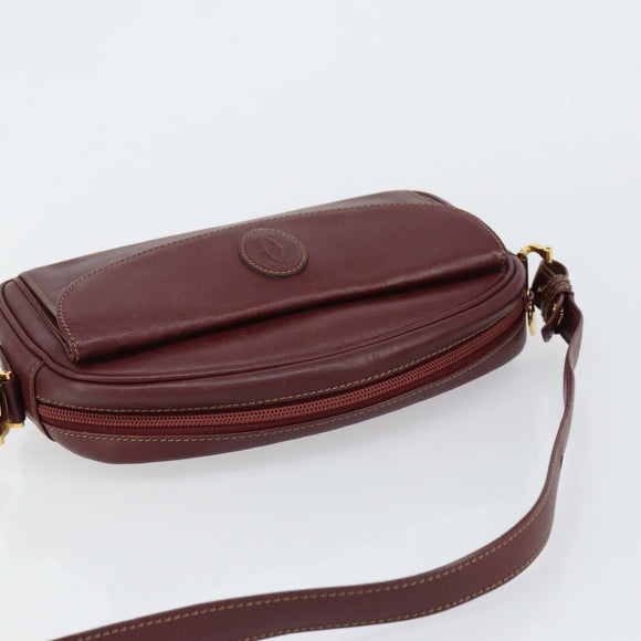 CARTIER Must Line Shoulder Bag Leather Bordeaux Gold Auth BA7547