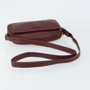 CARTIER Must Line Shoulder Bag Leather Bordeaux Gold Auth BA7547-7