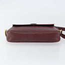 CARTIER Must Line Shoulder Bag Leather Bordeaux Gold Auth BA7547-5