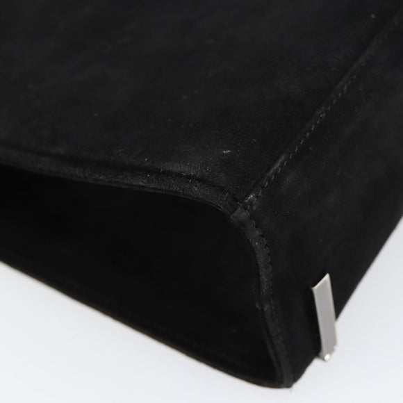 Salvatore Ferragamo Hand Bag Suede Black Silver Auth BA7548