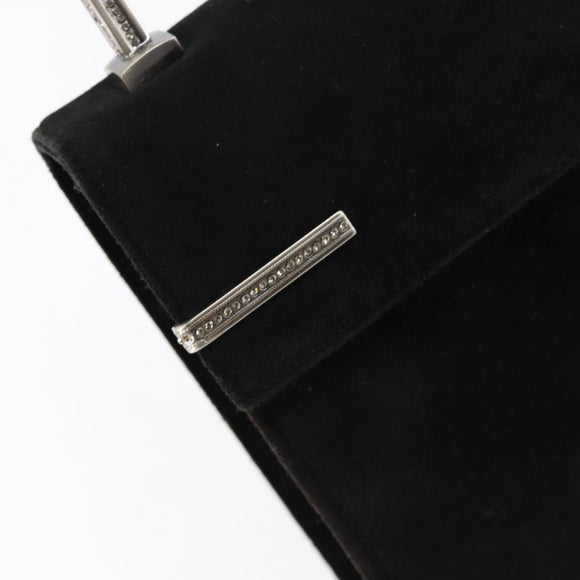 Salvatore Ferragamo Hand Bag Suede Black Silver Auth BA7548