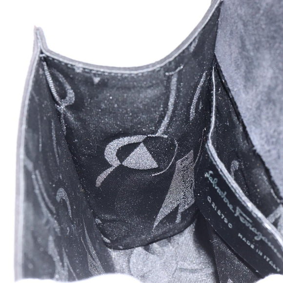 Salvatore Ferragamo Hand Bag Suede Black Silver Auth BA7548