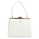 Gianni Versace Hand Bag Leather White Gold Auth BA7549-1