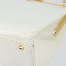 Gianni Versace Hand Bag Leather White Gold Auth BA7549-10