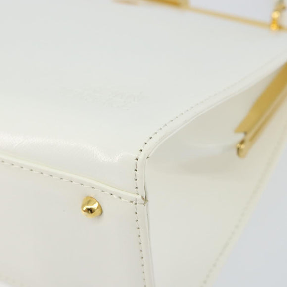 Gianni Versace Hand Bag Leather White Gold Auth BA7549