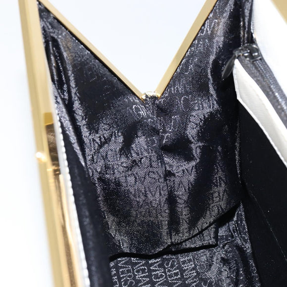 Gianni Versace Hand Bag Leather White Gold Auth BA7549