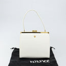 Gianni Versace Hand Bag Leather White Gold Auth BA7549-23