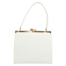 Gianni Versace Hand Bag Leather White Gold Auth BA7549-3