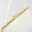 Gianni Versace Hand Bag Leather White Gold Auth BA7549-6