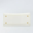 Gianni Versace Hand Bag Leather White Gold Auth BA7549-9