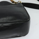 GUCCI Bamboo Hand Bag Leather 2way Black Gold 001 3444 1638 Auth BA755-16