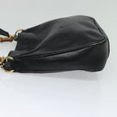 GUCCI Bamboo Hand Bag Leather 2way Black Gold 001 3444 1638 Auth BA755-3