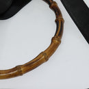 GUCCI Bamboo Hand Bag Leather 2way Black Gold 001 3444 1638 Auth BA755-7
