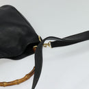 GUCCI Bamboo Hand Bag Leather 2way Black Gold 001 3444 1638 Auth BA755-9