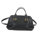 Chloe Alice Hand Bag Leather 2way Black Gold Auth BA7550-2