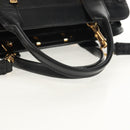 Chloe Alice Hand Bag Leather 2way Black Gold Auth BA7550-7