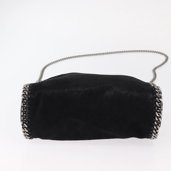 Stella MacCartney Chain Falabella Bag Polyester Black Silver 371223 Auth BA7551