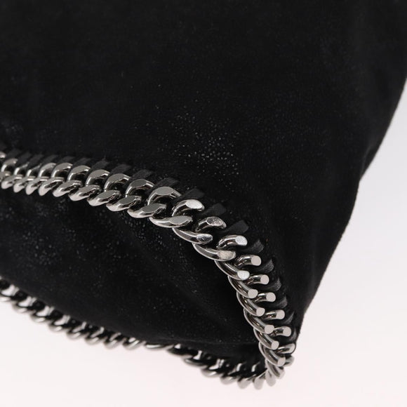 Stella MacCartney Chain Falabella Bag Polyester Black Silver 371223 Auth BA7551