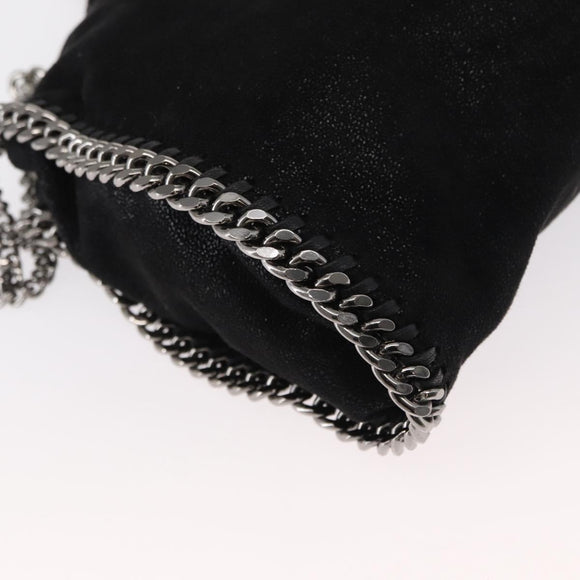 Stella MacCartney Chain Falabella Bag Polyester Black Silver 371223 Auth BA7551