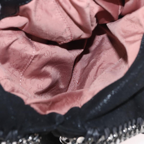 Stella MacCartney Chain Falabella Bag Polyester Black Silver 371223 Auth BA7551