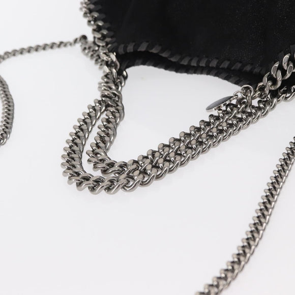 Stella MacCartney Chain Falabella Bag Polyester Black Silver 371223 Auth BA7551