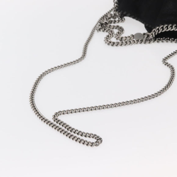 Stella MacCartney Chain Falabella Bag Polyester Black Silver 371223 Auth BA7551