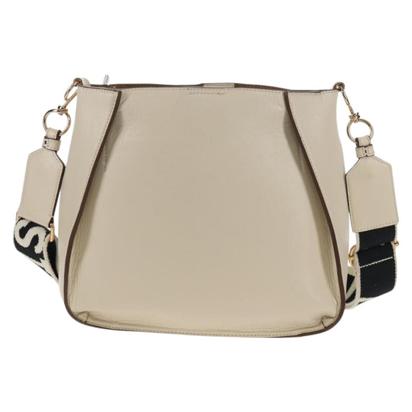 Stella MacCartney Shoulder Bag Leather Beige gold Auth BA7552