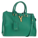 SAINT LAURENT Y Line Petit Kabas Bag Leather Green Gold 311210 Auth BA7553-1