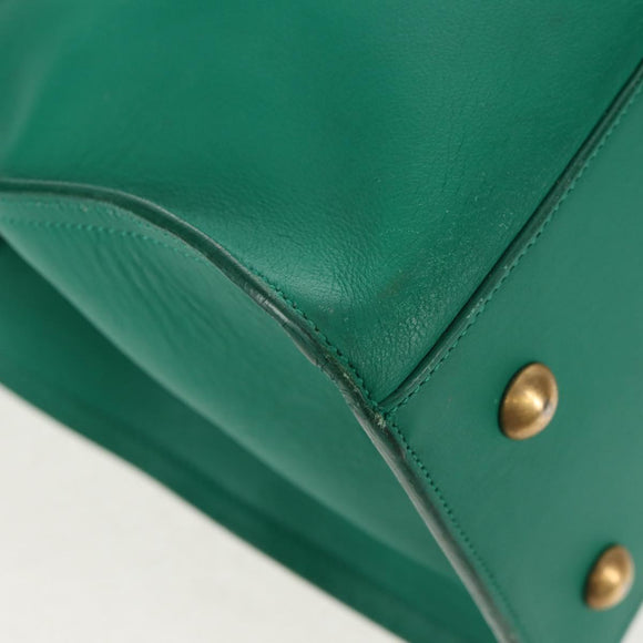 SAINT LAURENT Y Line Petit Kabas Bag Leather Green Gold 311210 Auth BA7553