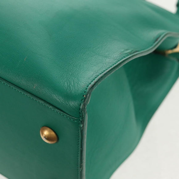 SAINT LAURENT Y Line Petit Kabas Bag Leather Green Gold 311210 Auth BA7553