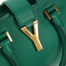 SAINT LAURENT Y Line Petit Kabas Bag Leather Green Gold 311210 Auth BA7553-23