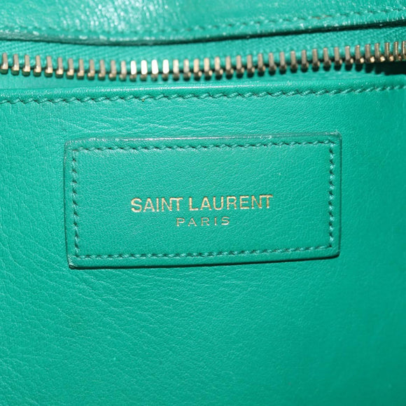 SAINT LAURENT Y Line Petit Kabas Bag Leather Green Gold 311210 Auth BA7553