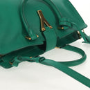 SAINT LAURENT Y Line Petit Kabas Bag Leather Green Gold 311210 Auth BA7553-14