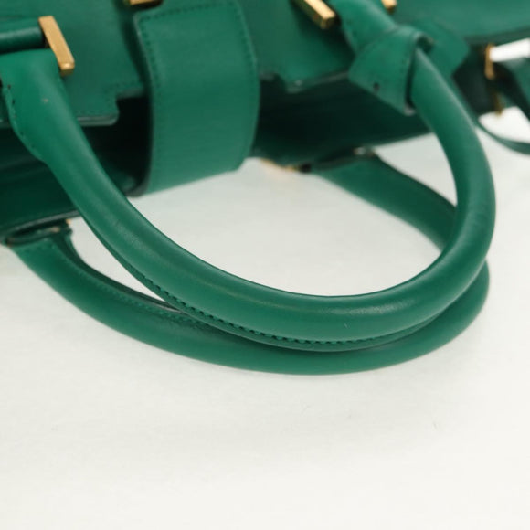 SAINT LAURENT Y Line Petit Kabas Bag Leather Green Gold 311210 Auth BA7553