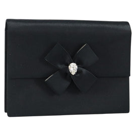 SAINT LAURENT Clutch Bag Satin Black Auth BA7554