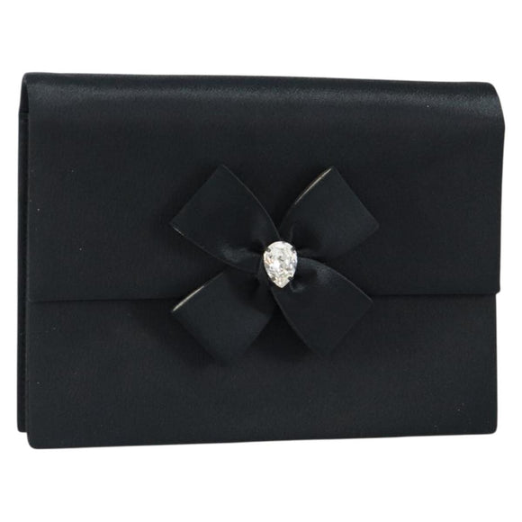 SAINT LAURENT Clutch Bag Satin Black Auth BA7554