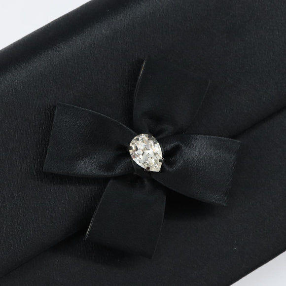 SAINT LAURENT Clutch Bag Satin Black Auth BA7554