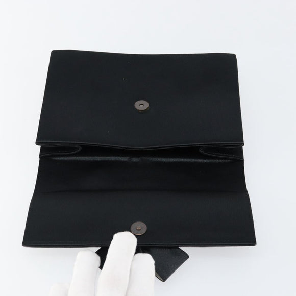 SAINT LAURENT Clutch Bag Satin Black Auth BA7554