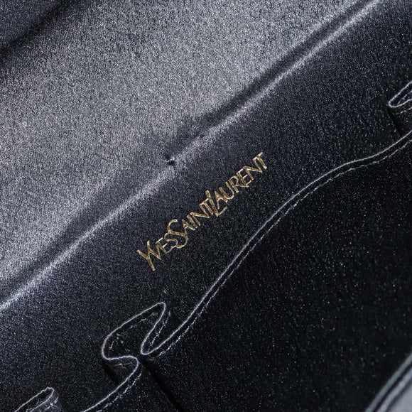 SAINT LAURENT Clutch Bag Satin Black Auth BA7554