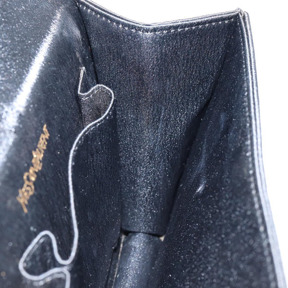 SAINT LAURENT Clutch Bag Satin Black Auth BA7554