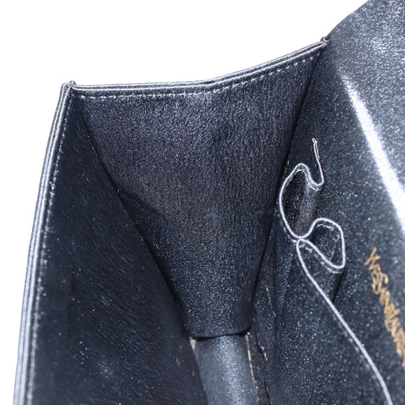 SAINT LAURENT Clutch Bag Satin Black Auth BA7554