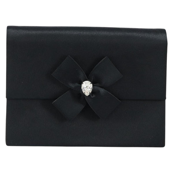 SAINT LAURENT Clutch Bag Satin Black Auth BA7554