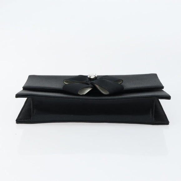 SAINT LAURENT Clutch Bag Satin Black Auth BA7554